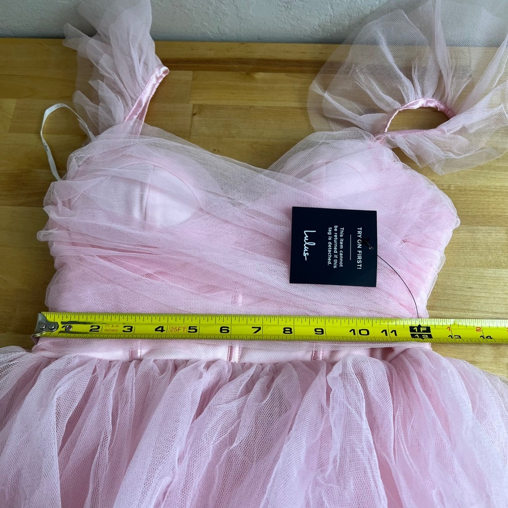 Lulus Gown Size S Pink Tulle Tiered Ruffle New Prom Formal Sweetheart Bustier - Picture 8 of 9